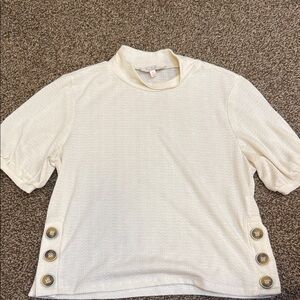 Chic Cream Women's Blouse with Button Details